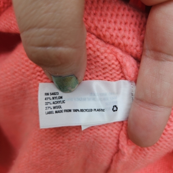 Gap coral pink turtleneck cowl wool blend sweater XL - Picture 5 of 8